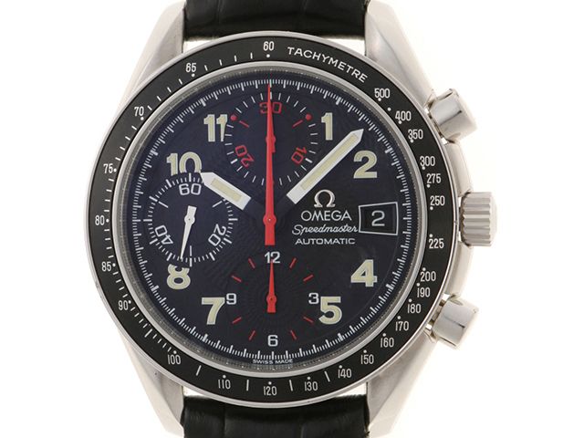 OMEGA オメガ スピードマスター マーク40 3513.53 腕時計 ウォッチ SS ステンレススチール クロコダイル 自動巻き ブラック文字盤 メンズ【中古】460