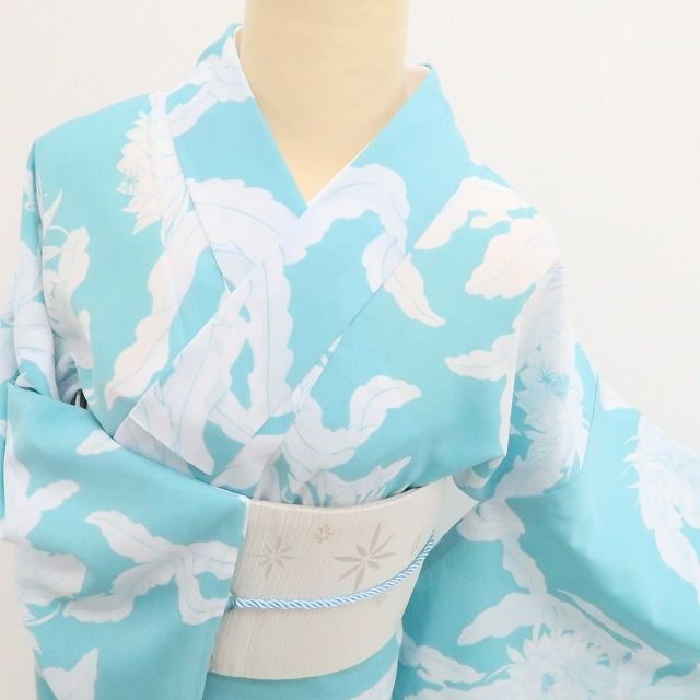 新品・浴衣 】撫松庵 セオアルファ 月下美人 洗える夏着物 仕付け糸付