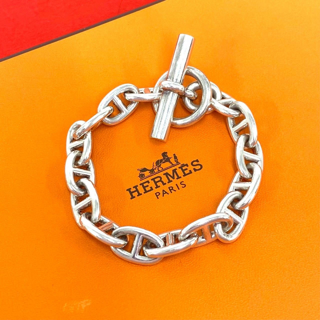 極 美品 HERMES エルメス シェーヌダンクル MM ブレスレット シルバー
