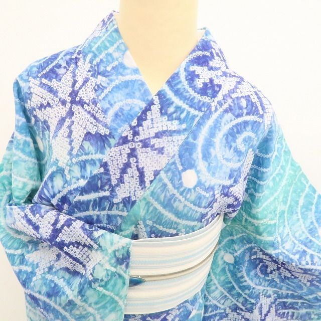 新品・浴衣】有松鳴海絞り 夏着物 綿 仕付け糸付 トールサイズ