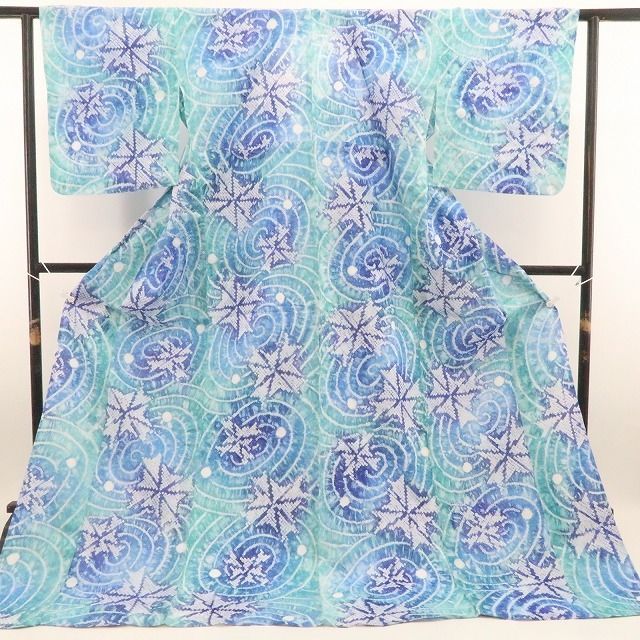 新品・浴衣】有松鳴海絞り 夏着物 綿 仕付け糸付 トールサイズ