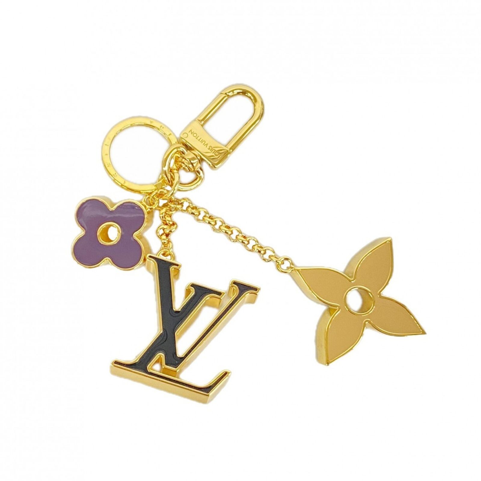 ルイ・ヴィトン(Louis Vuitton) ルイ・ヴィトン キーホルダー・チャーム フルールドゥモノグラム M01652 ゴールド ベージュ ブラックレディース