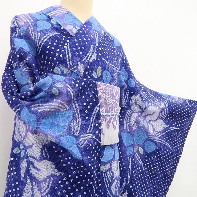 新品・浴衣】有松鳴海絞り 蘭 夏着物 綿 仕付け糸付 tomihisa“大人の