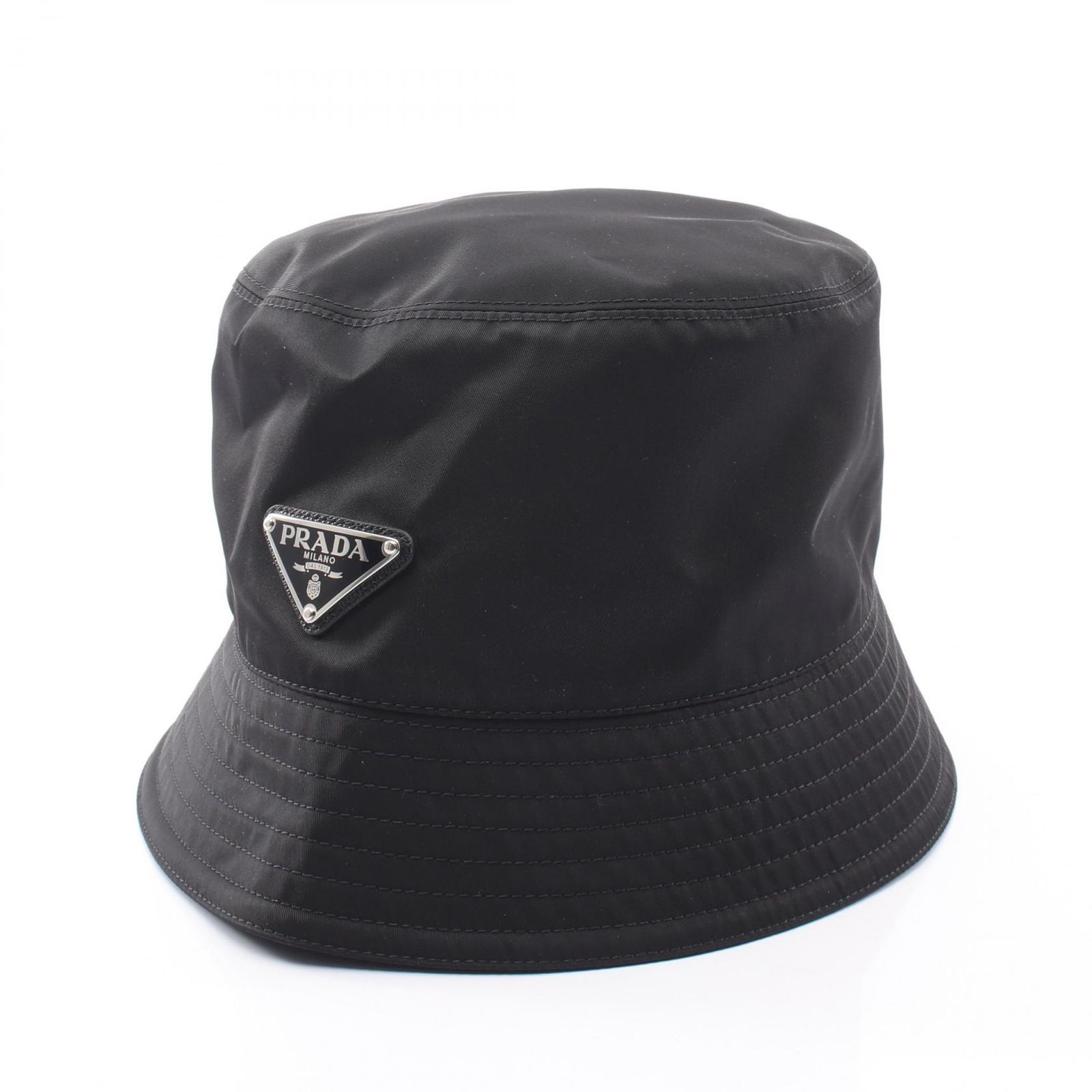 プラダ PRADA ハット Re-Nylon トライアングルロゴ バケット ナイロン 帽子 レディース Used A