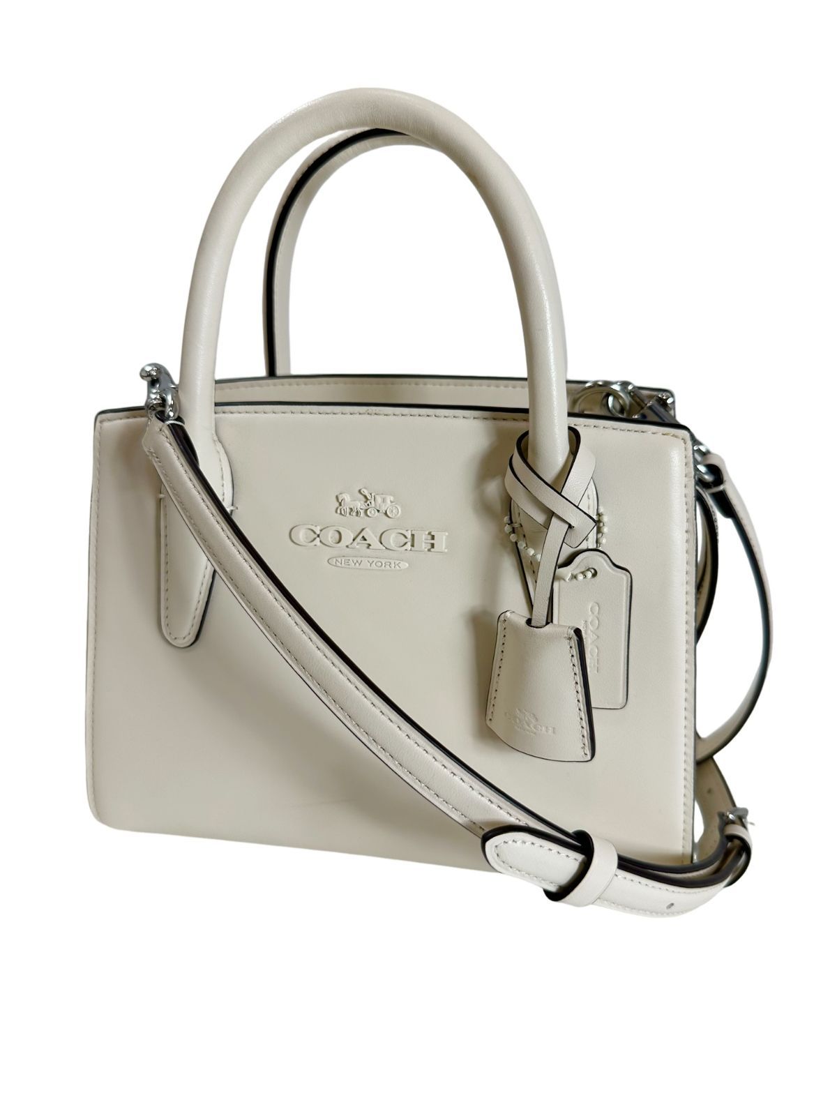 COACH コーチ アンドレアキャリーオール 2way ハンドバッグ ショルダーバッグ レザー 鞄 CP081 アイボリー系