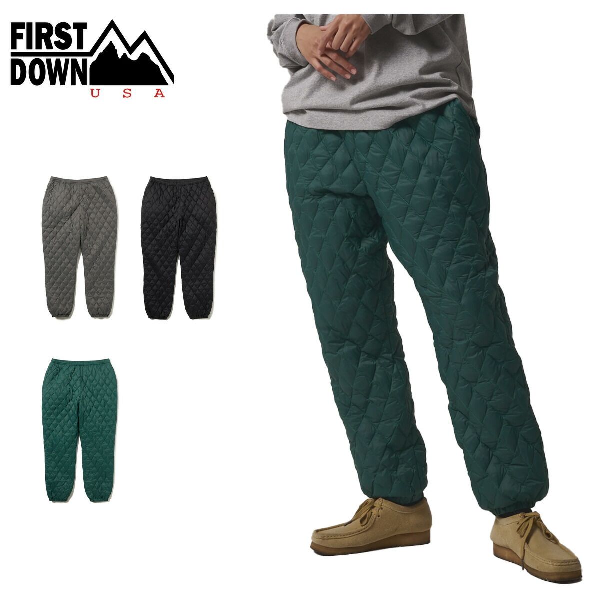 ファーストダウン ロングパンツ FIRST DOWN ライトダウンパンツ フリースライニング LIGHT DOWN PANTS FLEECE LINING ボトムス 防寒 アウトドア ユニセックス 軽量 はっ水 保温 パッカブル F912014 正規品