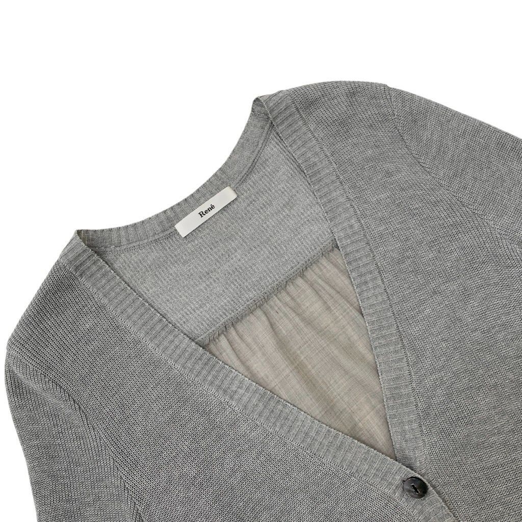 René グレー 長袖カーディガン Rene ルネ バックティアード カーディガン グレー 36 6632880