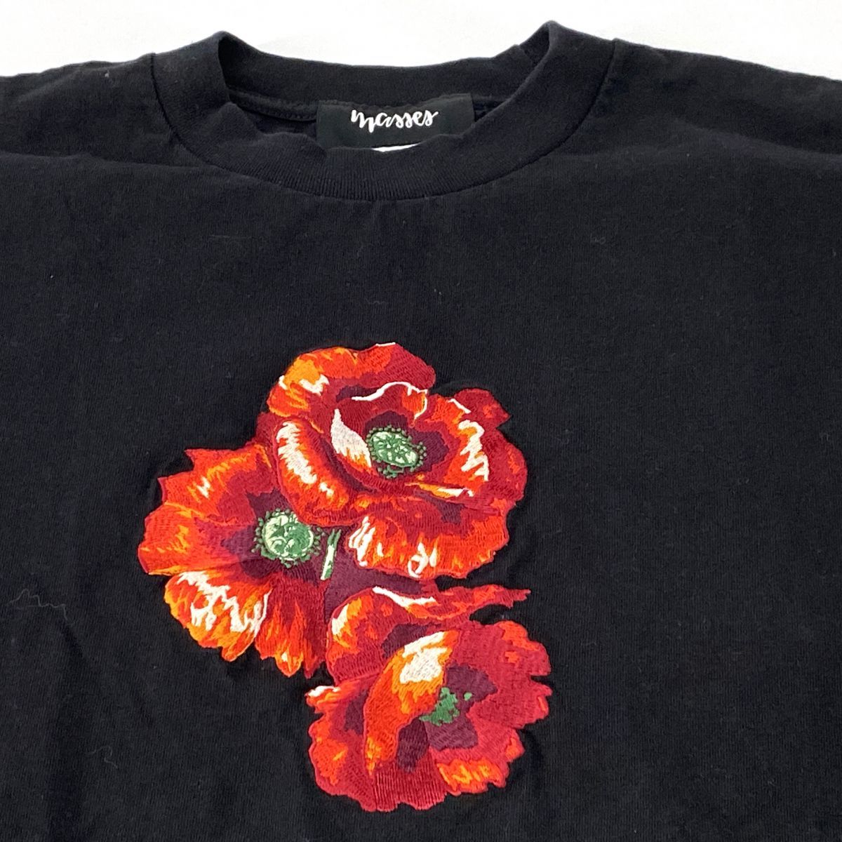 MASSES マシス T-SHIRT L/S E-POPPY ポピー 花柄 刺繍 ロングスリーブT 