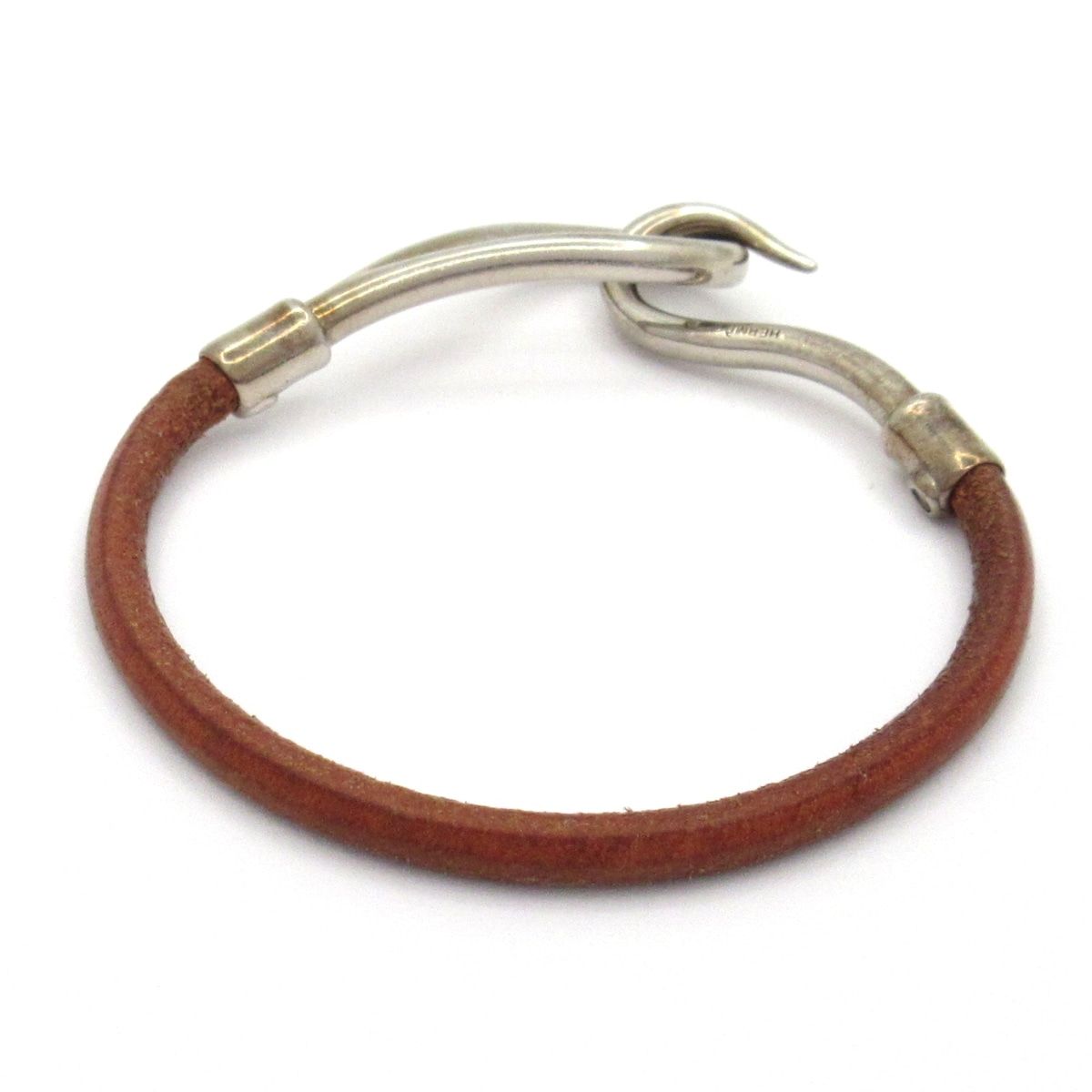 【美品】エルメス ジャンボ シルバー　 ダークブラウンレザー ブレスレット HERMES(エルメス) ブレスレット ジャンボ レザー ダークブラウン