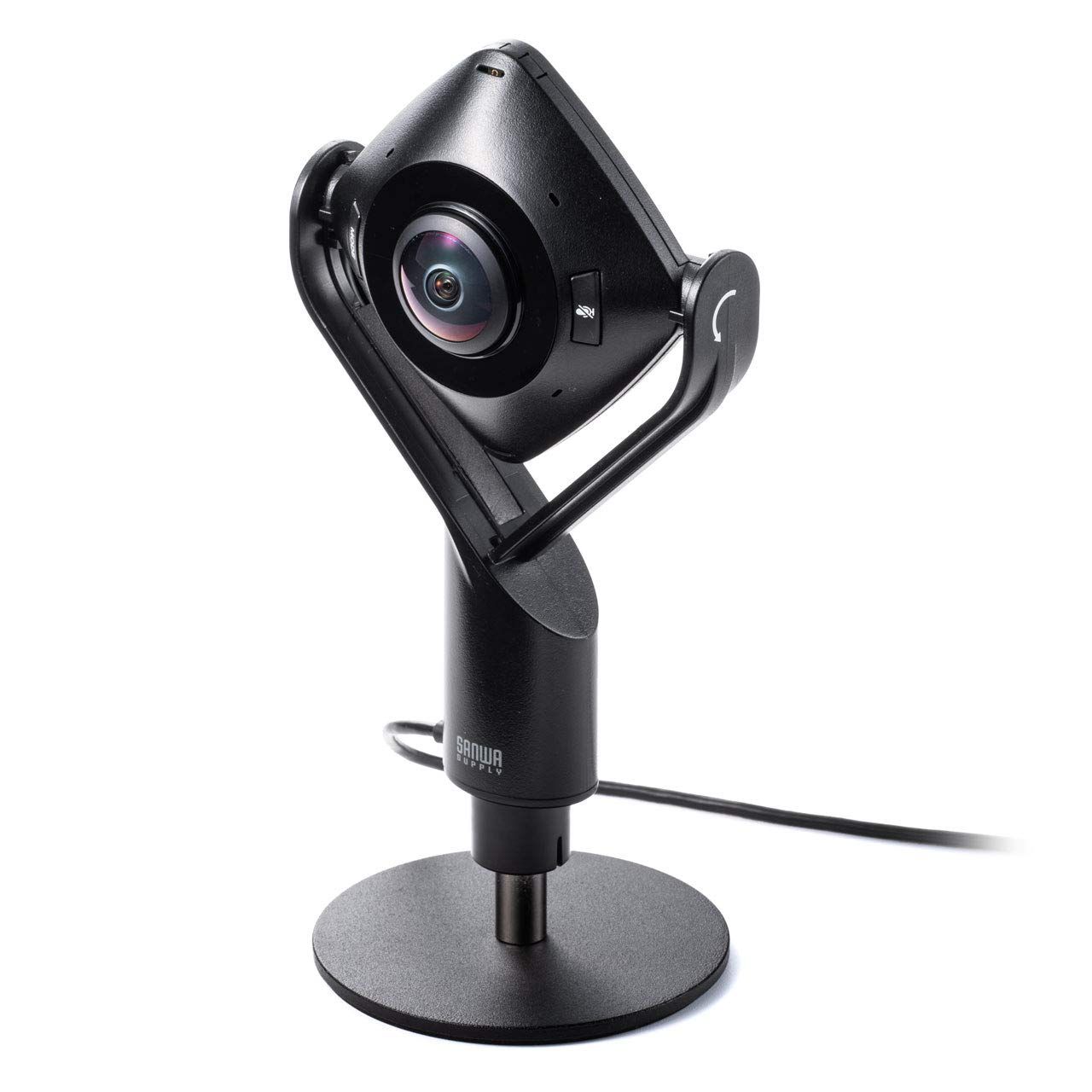 サンワダイレクト 360度Webカメラ ノイズ軽減マイク搭載 200万画素 Zoom Skype Teams 対応 角度・高さ調整 三脚対応 ケーブル3m 1個 400-CAM084