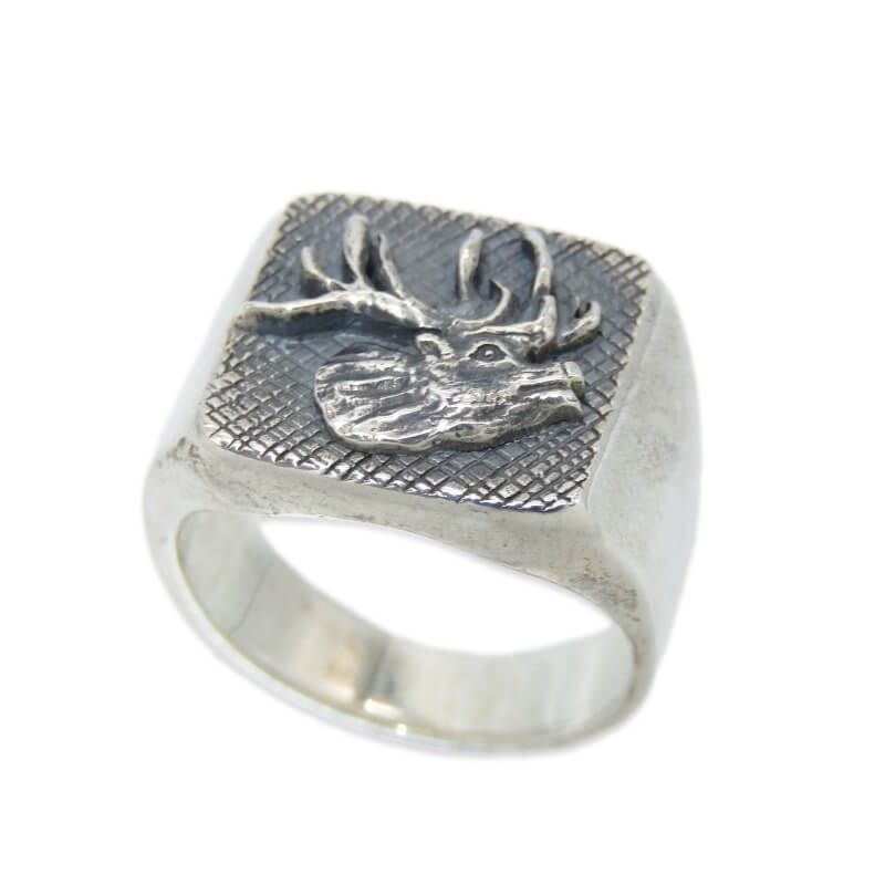 未使用 ANDFAMILYS アンドファミリー リング SP-25092 SIGNET RING DEER S シグネット ディア アンティーク加工 日本製 14号 28012851