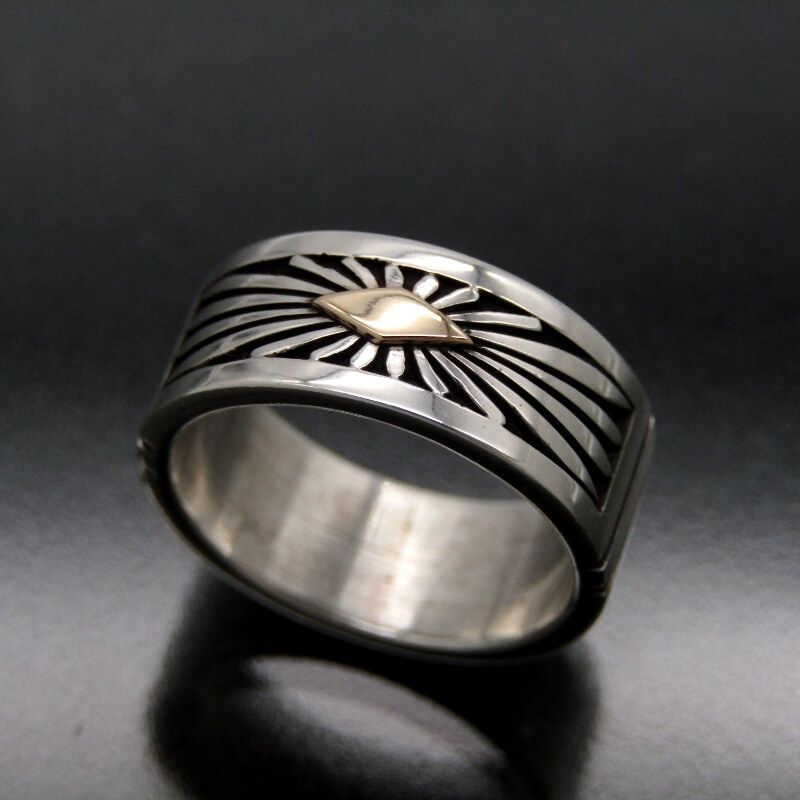 美品 Howard Nelson ナバホ族 リング 14K サンバースト 7mm ハワード