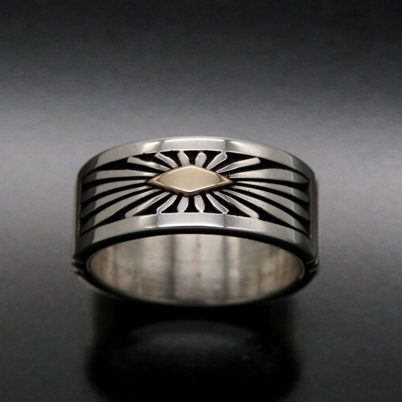 美品 Howard Nelson ナバホ族 リング 14K サンバースト 7mm ハワード