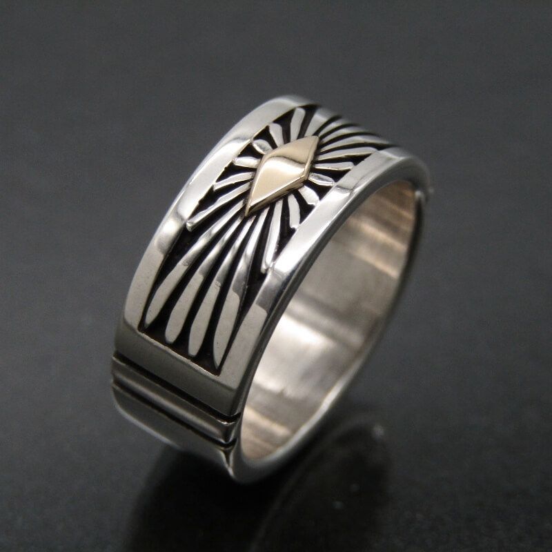 美品 Howard Nelson ナバホ族 リング 14K サンバースト 7mm ハワード