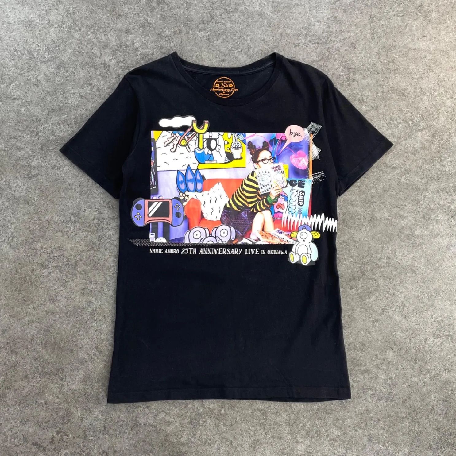 安室奈美恵 25周年 沖縄ライブ 半袖 Tシャツ グラフィック プリント ブラック L