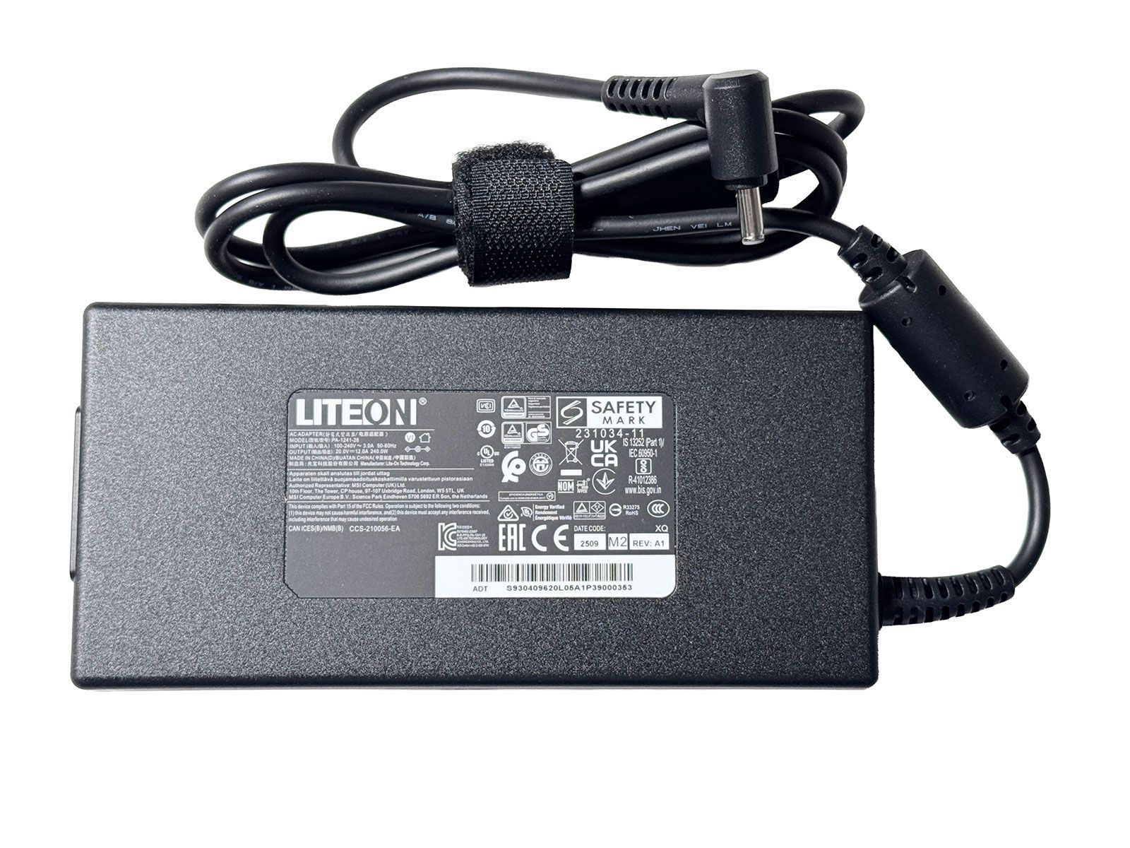 純正 Liteon製 MSI 240W ACアダプター 20V 12A GS66 GF66 GF76 GL66 GL76 Sword 15 Crosshair 15 17 200W対応機種可 ゲーミングPC 電源