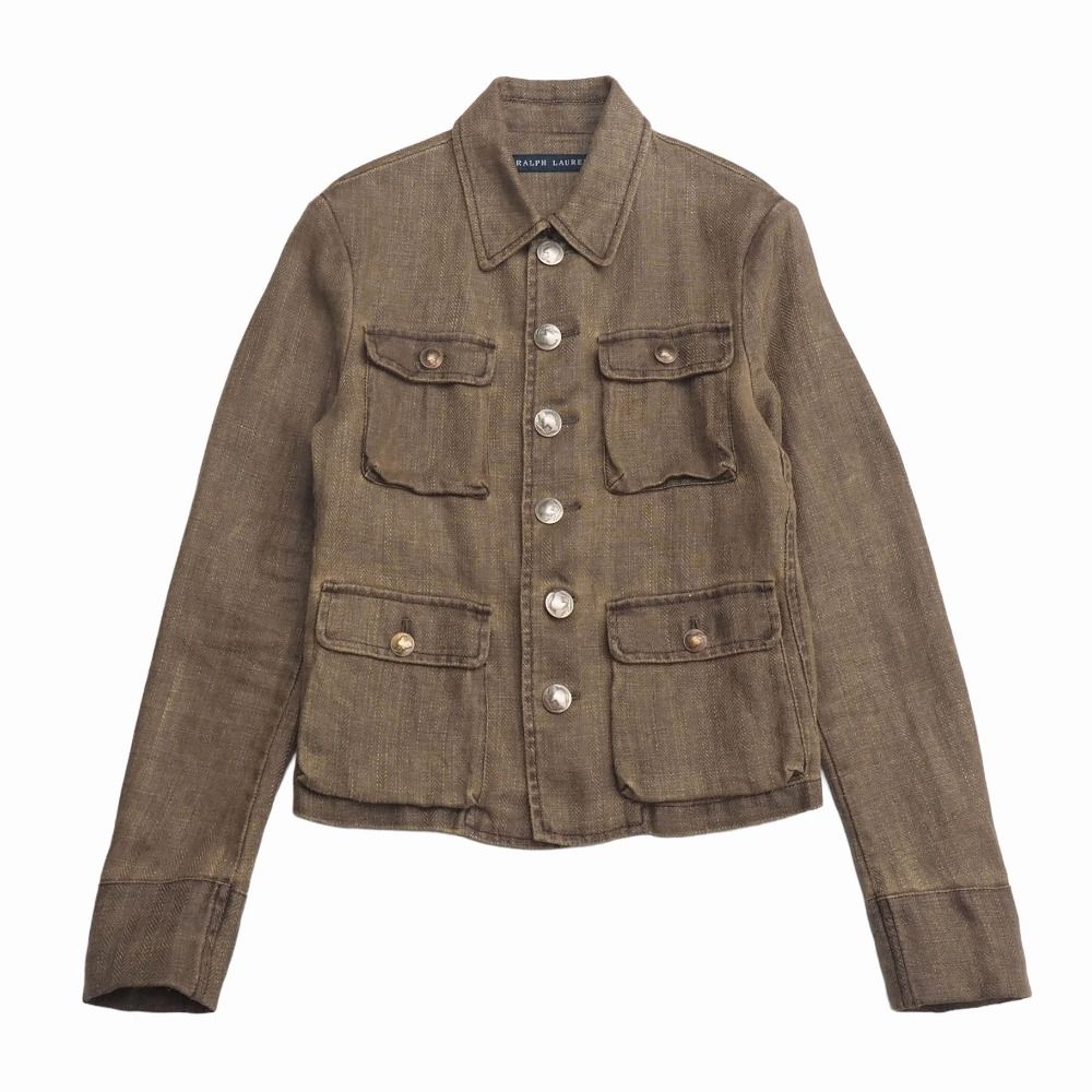 RALPH LAUREN ラルフローレン ジャケット サイズ9 総リネン コインボタン ブランド古着【中古】RA9866