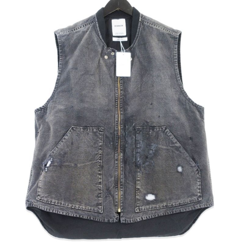 未使用 BOW WOW バウワウ DUCK VEST AGED BW252-DV ダックベスト 中綿 コットンダック AGED BLACK XXL 99001101