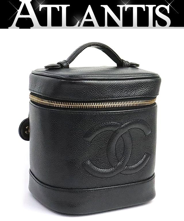 【広尾店】シャネル CHANEL ココマーク バニティバッグ キャビアスキン 黒 G金具 【19343】