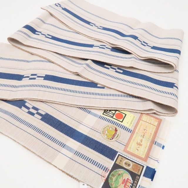 新品　八重山みんさー　証紙付き　半幅帯　綿　夏着物　浴衣 新品・半幅帯】八重山ミンサー みんさー 綿 夏着物 証紙付 浴衣