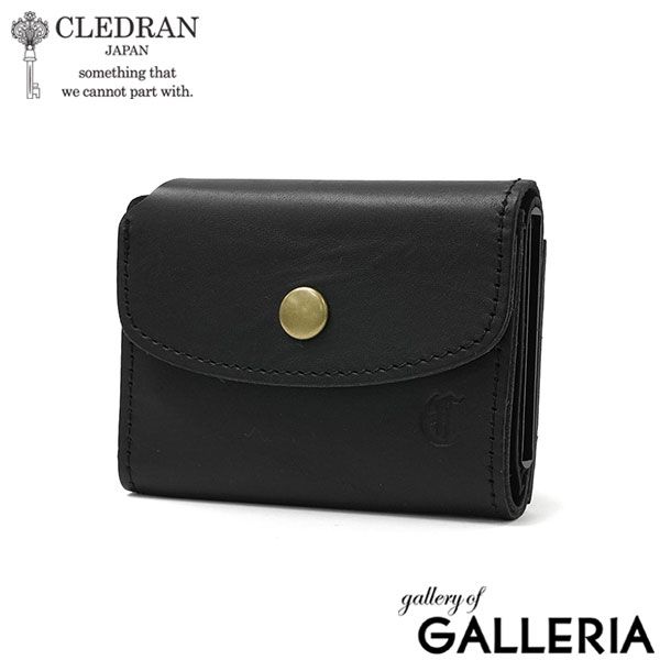 クレドラン 三つ折り財布 レディース ブランド 革 かわいい CLEDRAN 財布 本革 カードケース 小さめ 小銭入れ 上品 日本製 ARCH CASSETTE MINI WALLET CL-3976 BLACK
