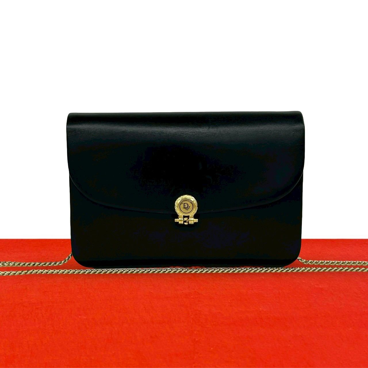 極 美品 Christian Dior ディオール ヴィンテージ CD ロゴ 金具 レザー