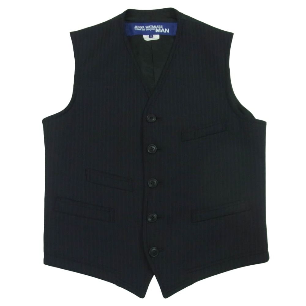 JUNYA WATANABE COMME des GARCONS MAN ジュンヤワタナベコムデギャルソンマン 16AW WR-V001 裏使い エステル ウール ストライプ ベスト ジレ ダークネイビー系 S【中古】