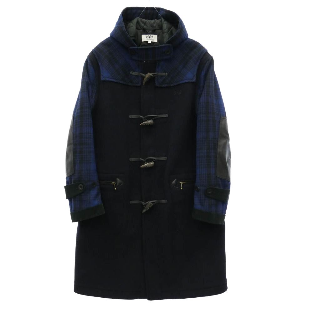 ジュンヤワタナベ×グローバーオール　袖レザー　ダッフルコート　ネイビー　M 美品 JUNYA WATANABE COMME des GARCONS Gloverall グローバーオール 19AW