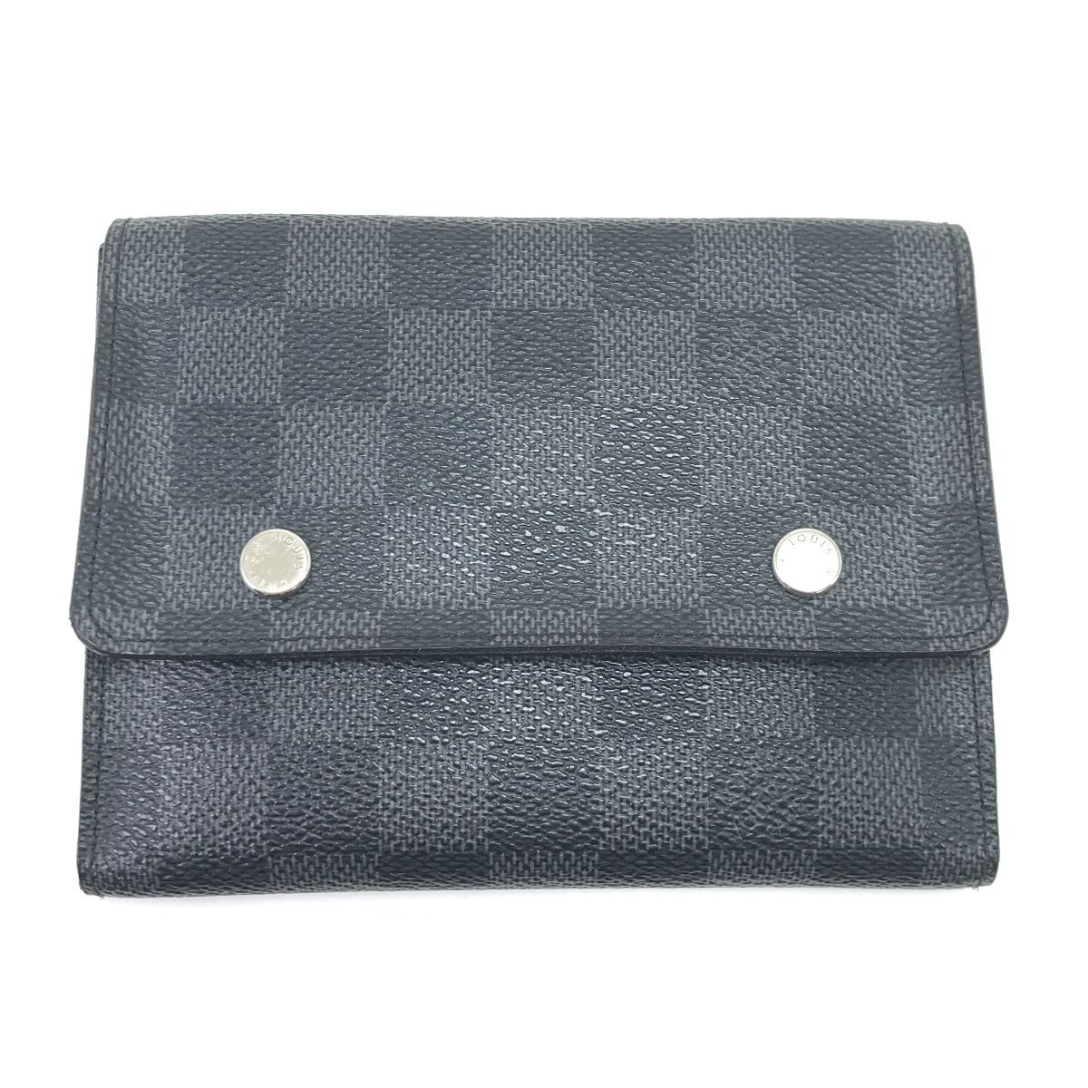 LOUIS VUITTON ルイヴィトン 2つ折り財布 ダミエグラフィット ポルトフォイユコンパクトモデュラブル コインケース欠品 イニシャル有 N63083 グレー