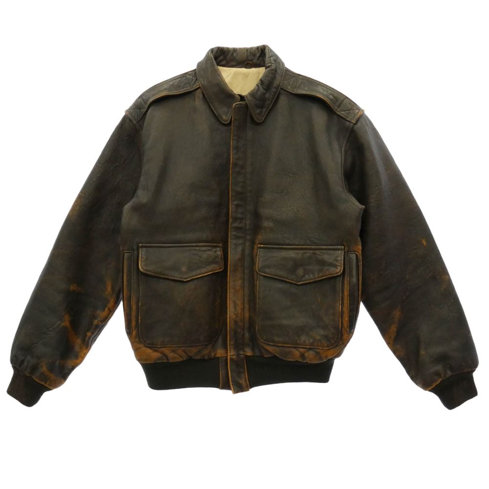 AVIREX アヴィレックス A-2 ITALY 1 LIRA フライトジャケット レザージャケット ダークブラウン系 S【中古】