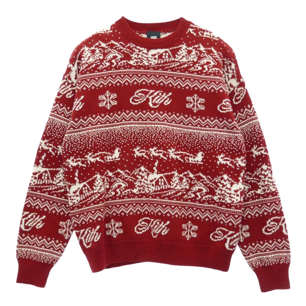 KITH キス 20-080-060-0020-4-0 クリスマス限定 Kithmas Sweater Nocturnal キスマス ノクターナル ニット セーター レッド系 M【中古】 KITH キス 20-080-060-0020-4-0 クリスマス限定 Kithmas Sweater