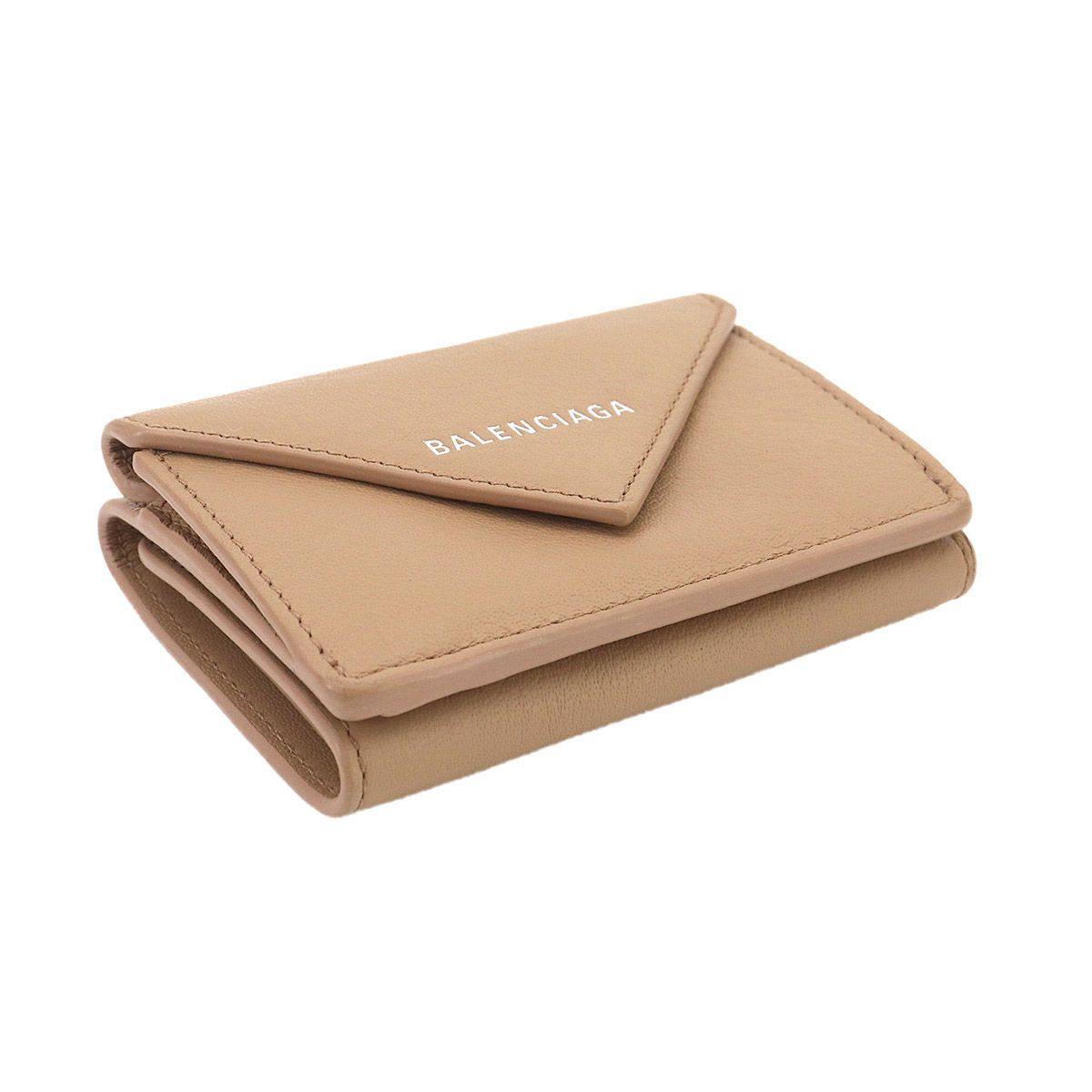 BALENCIAGA ベージュ ペーパーミニウォレット バレンシアガ BALENCIAGA ペーパー ミニ ウォレット 三つ折り 財布