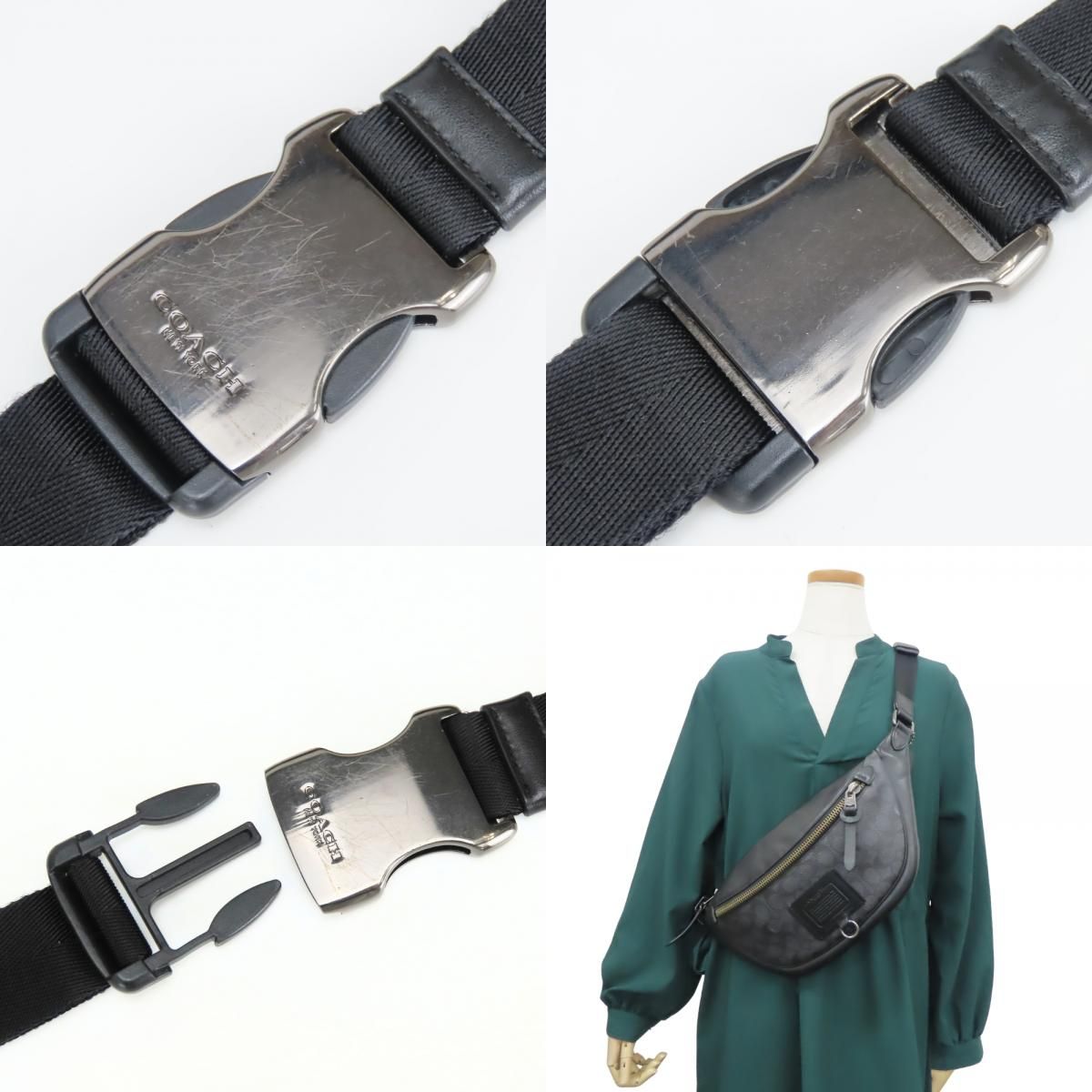 中古】 コーチ ボディバッグ シグネチャー 40345 PVC レザー ブラック