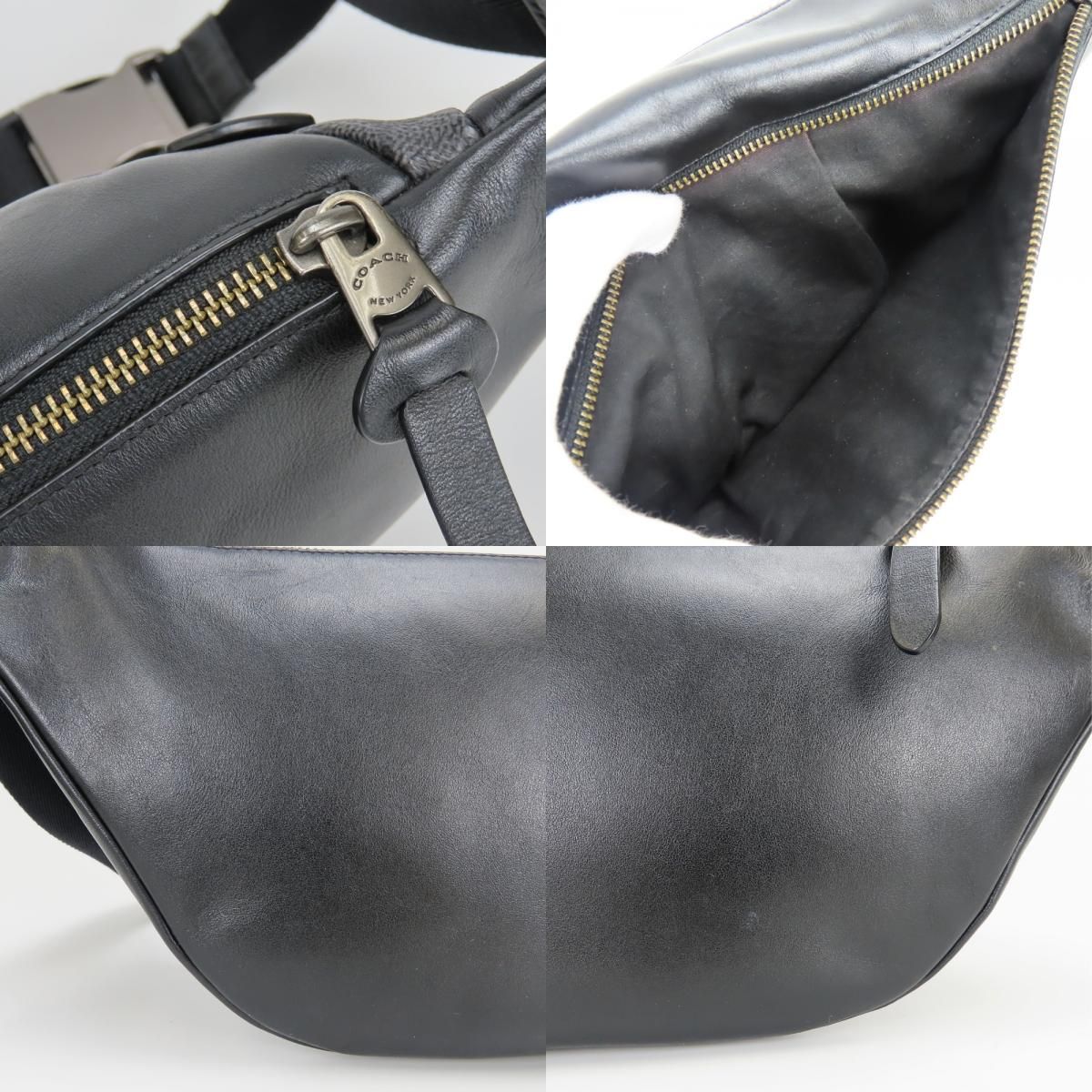 中古】 コーチ ボディバッグ シグネチャー 40345 PVC レザー ブラック 
