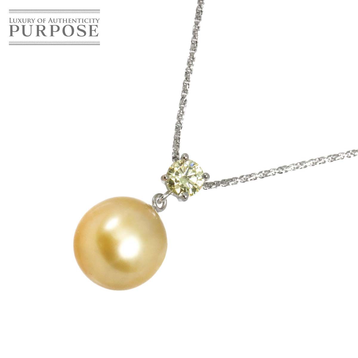 白蝶真珠 10.9mm ダイヤ 0.315ct ネックレス 49cm K18 WG ホワイトゴールド 750 Pearl Necklace 90316304