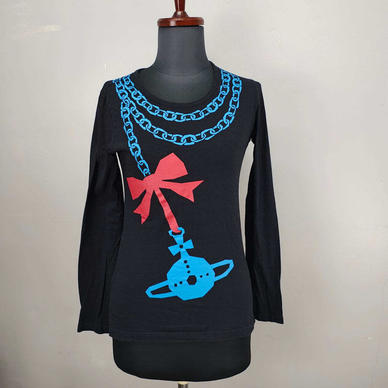 ヴィヴィアンウエストウッド ビッグオーブ 長袖カットソー ブラック 黒 Y2K VivienWestwood 長袖カットソー サイズ2 黒染 ヴィヴィアンウエスト