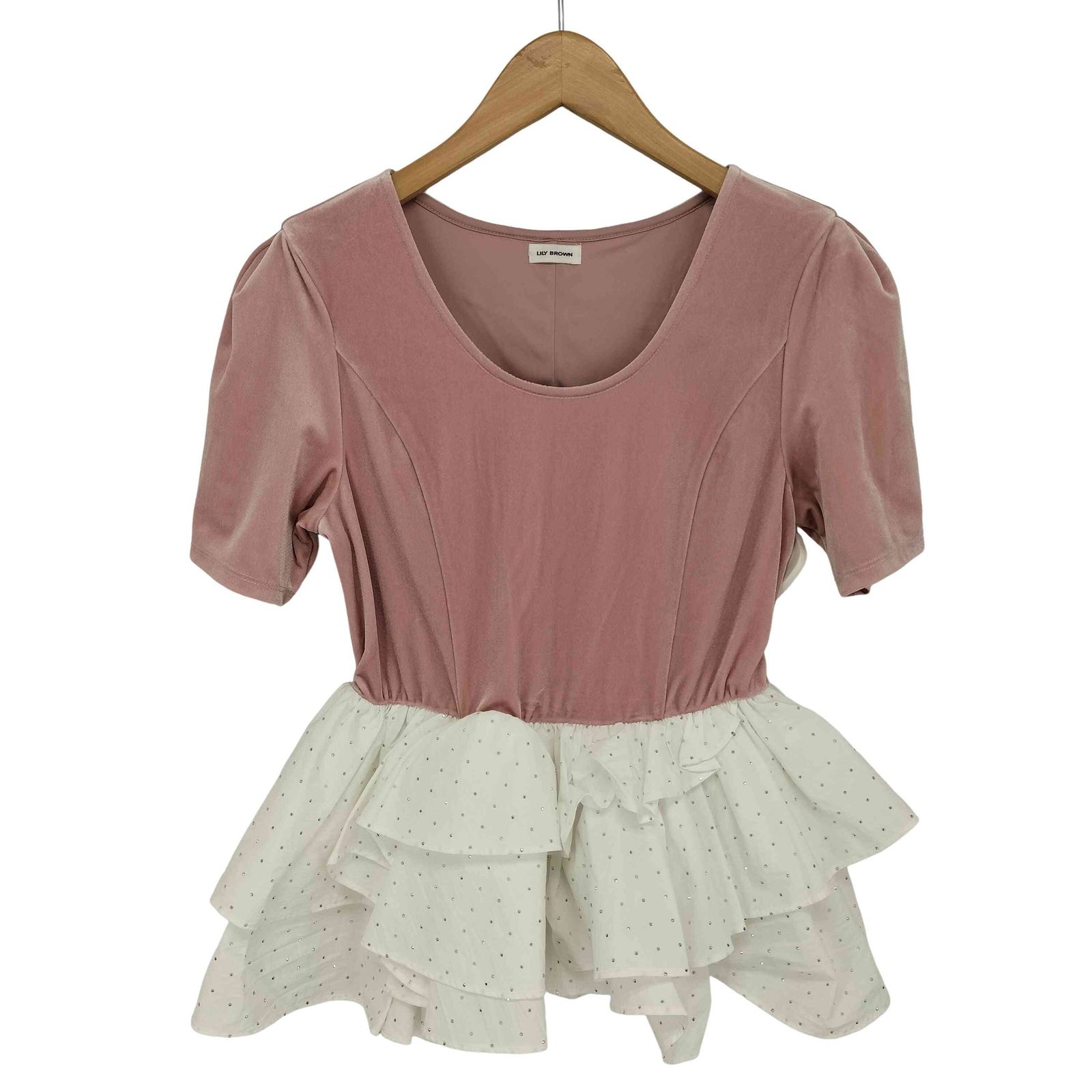 リリーブラウン Lily Brown 26SS ベロアペプラムフリルトップス レディース ONE SIZE
