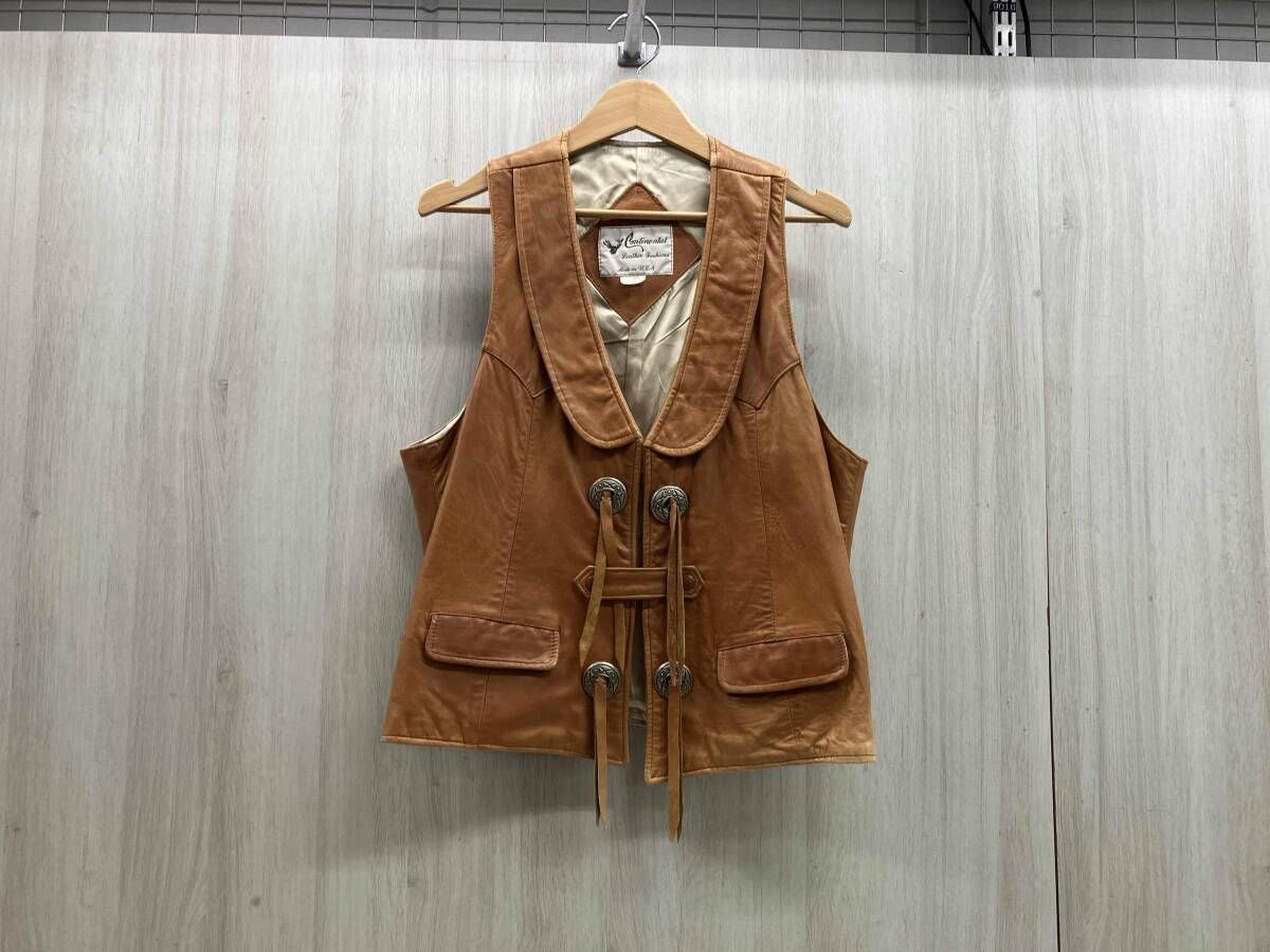 CONTINENTAL LEATHER コンチネンタルレザー ベスト MADE IN USA 表記サイズ40 オーカー