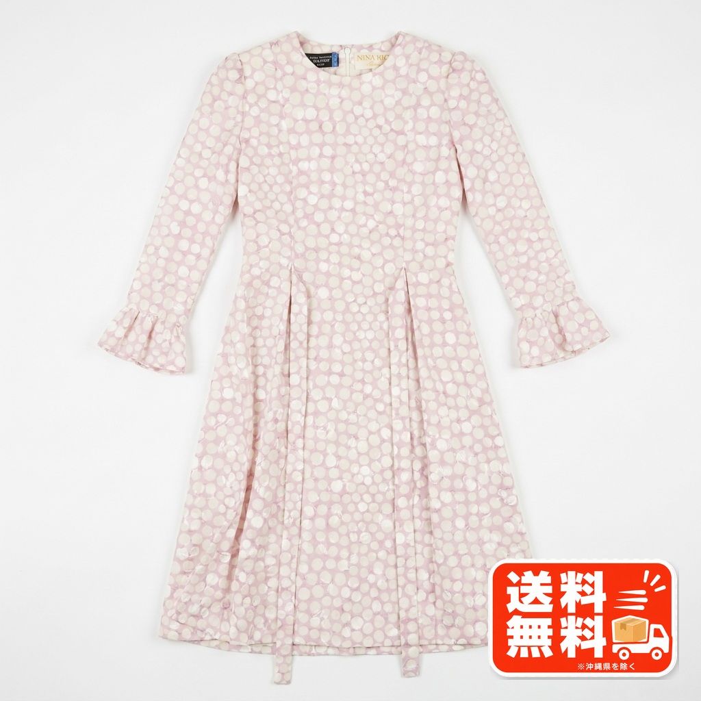 NINA RICCI ニナリッチ ドット柄 長袖ワンピース ピンク 7サイズ