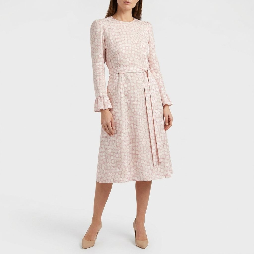 NINA RICCI ニナリッチ ドット柄 長袖ワンピース ピンク 7サイズ
