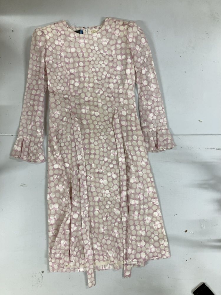 NINA RICCI ニナリッチ ドット柄 長袖ワンピース ピンク 7サイズ