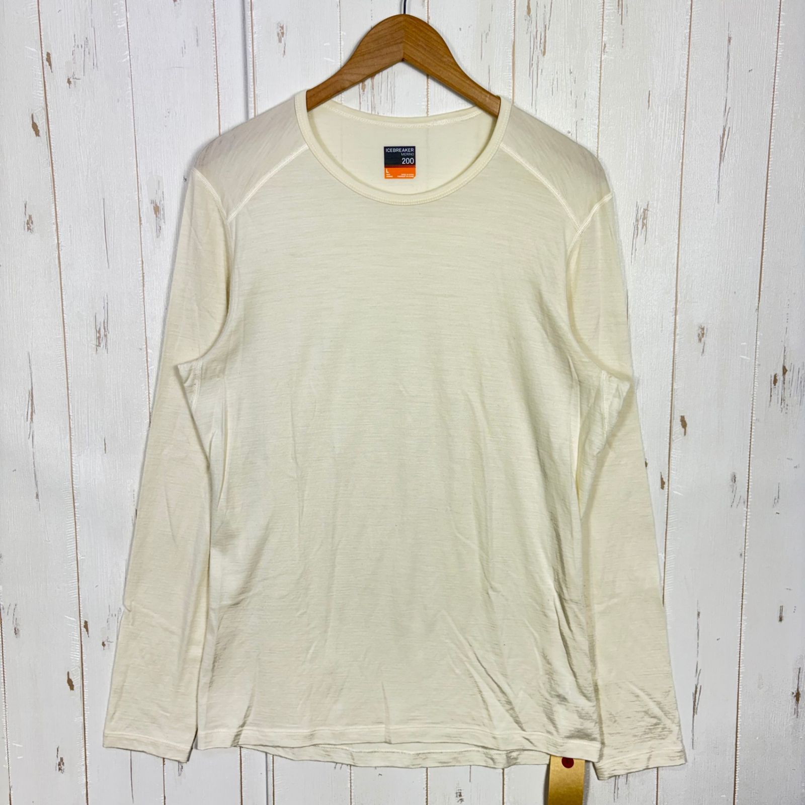 ✉️Men's L ベージュ系 Icebreaker ( アイスブレーカー ) メリノ 200 オアシス ロングスリーブ クルー Merino 200 Oasis LS Crew メリノウール ウェア トップス インナー シャツ ロングスリー