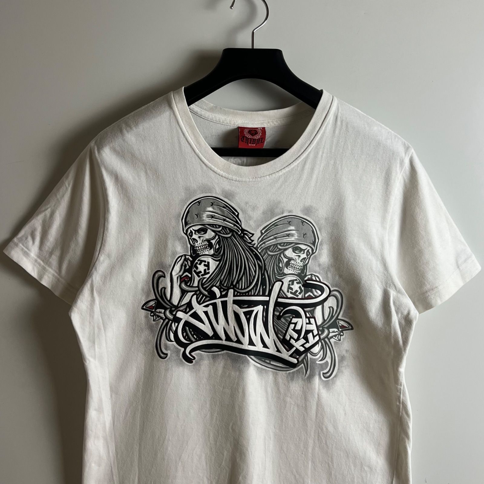 TRIBAL GEAR 00s old street skull girls Tee XL WHITE トライバルギア