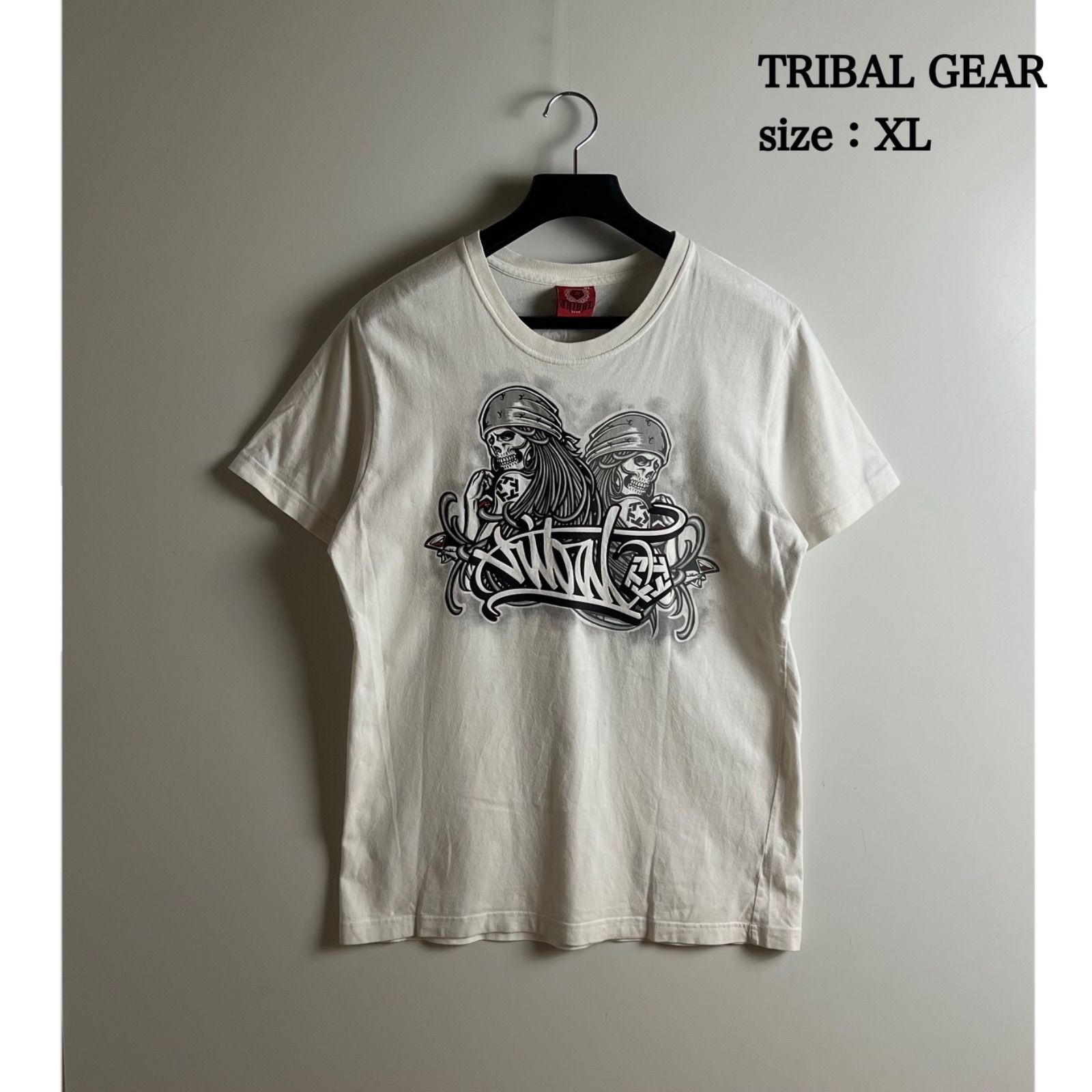 TRIBAL GEAR 00s old street skull girls Tee XL WHITE トライバルギア