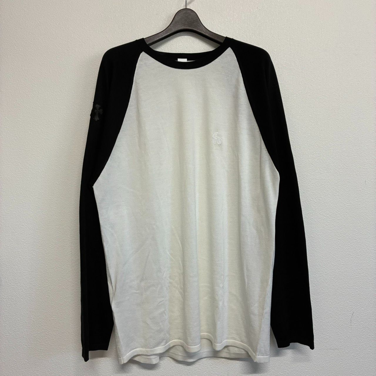 CHROME HEARTS Y NOT クロムハーツ ワイノット ラグラン 黒 ブラック 白 ホワイト 長袖 ロング Tシャツ ロンT トップス メンズ レディース XLサイズ 新品未使用 2695