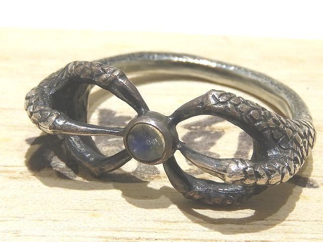 新品同様品 龍頭 シルバー リング ☆ #25 メンズ 指輪 龍の爪 銀 アクセサリー ストーン 石付 ▼8F