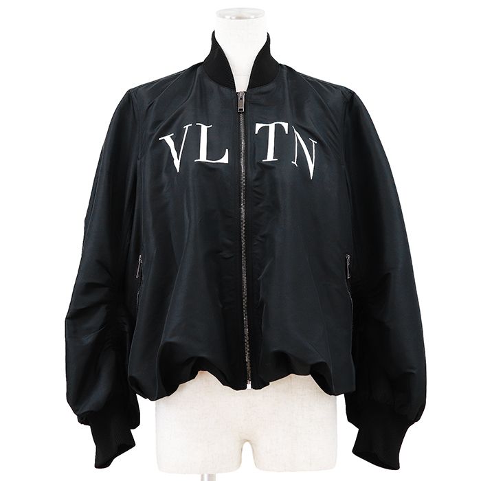 Valentino ヴァレンチノ ブルゾン サイズ 40 レディース VLTN フロントロゴ ジップアップ ジャンパー アウター ブラック 黒 イタリア製