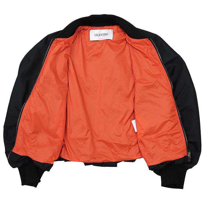 RED VALENTINO ノーカラージャケット 黒/オレンジ Valentino ヴァレンチノ ブルゾン サイズ 40 レディース VLTN フロント