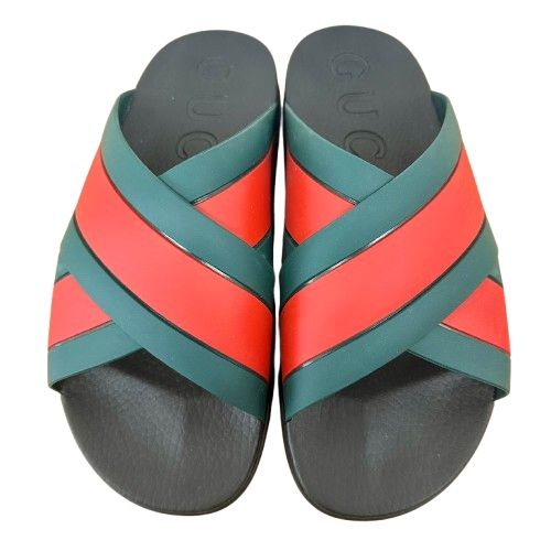 ♪GUCCI グッチ シェリーライン ラバー サンダル 630326 メンズ 8 27.0
