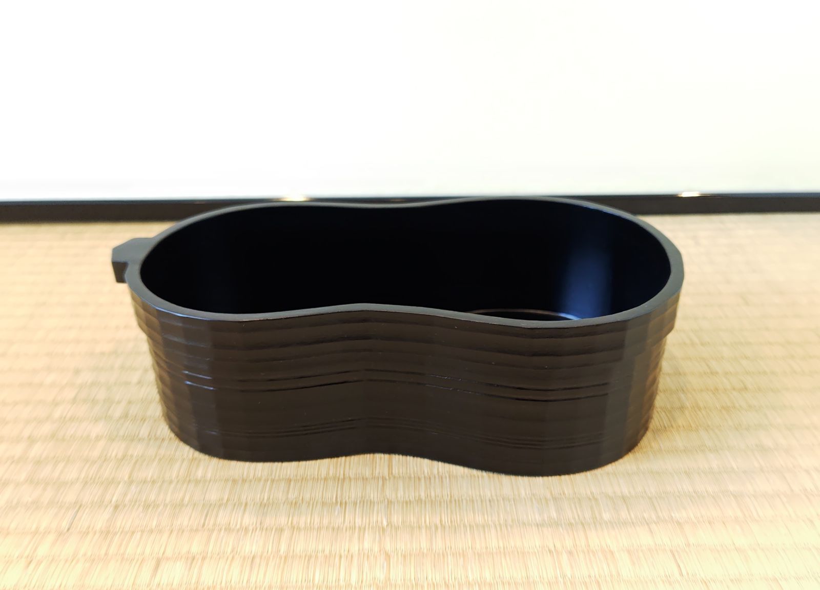 【逢絢亭・新品】茶道具 莨盆 山中塗 一閑塗 瓢の形 木製 塗師 仲野宗之 共箱入り